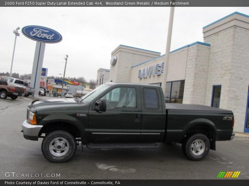 Woodland Green Metallic / Medium Parchment 2000 Ford F250 Super Duty Lariat Extended Cab 4x4