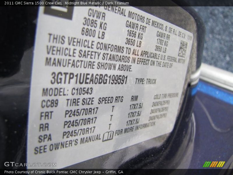 Midnight Blue Metallic / Dark Titanium 2011 GMC Sierra 1500 Crew Cab