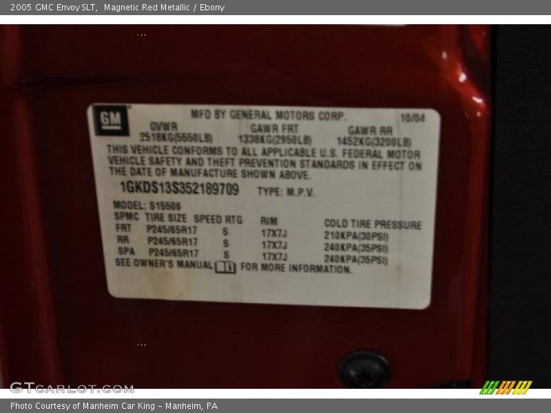 Magnetic Red Metallic / Ebony 2005 GMC Envoy SLT