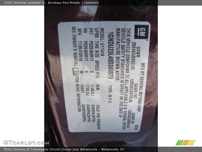 Bordeaux Red Metallic / Cashmere 2006 Chevrolet Uplander LS