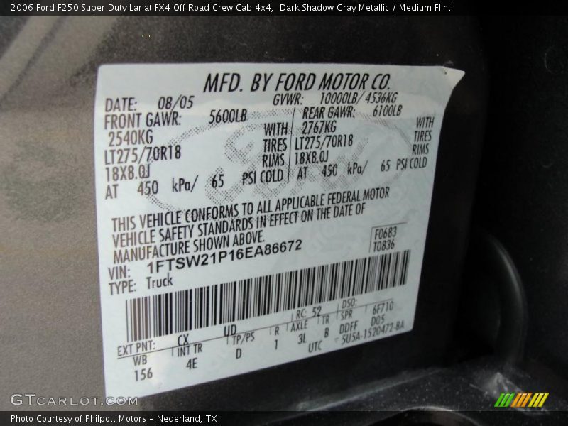 Dark Shadow Gray Metallic / Medium Flint 2006 Ford F250 Super Duty Lariat FX4 Off Road Crew Cab 4x4