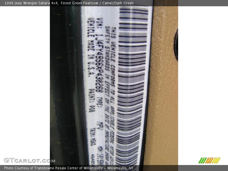 Forest Green Pearlcoat / Camel/Dark Green 1999 Jeep Wrangler Sahara 4x4