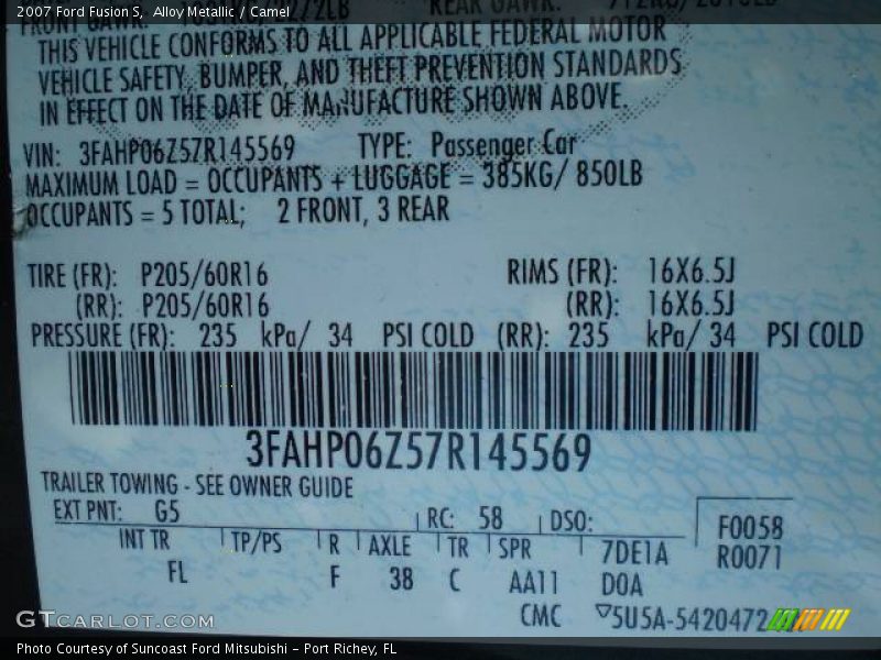 Alloy Metallic / Camel 2007 Ford Fusion S