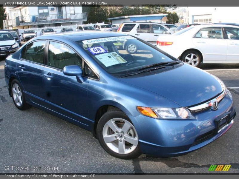 Atomic Blue Metallic / Gray 2008 Honda Civic EX-L Sedan