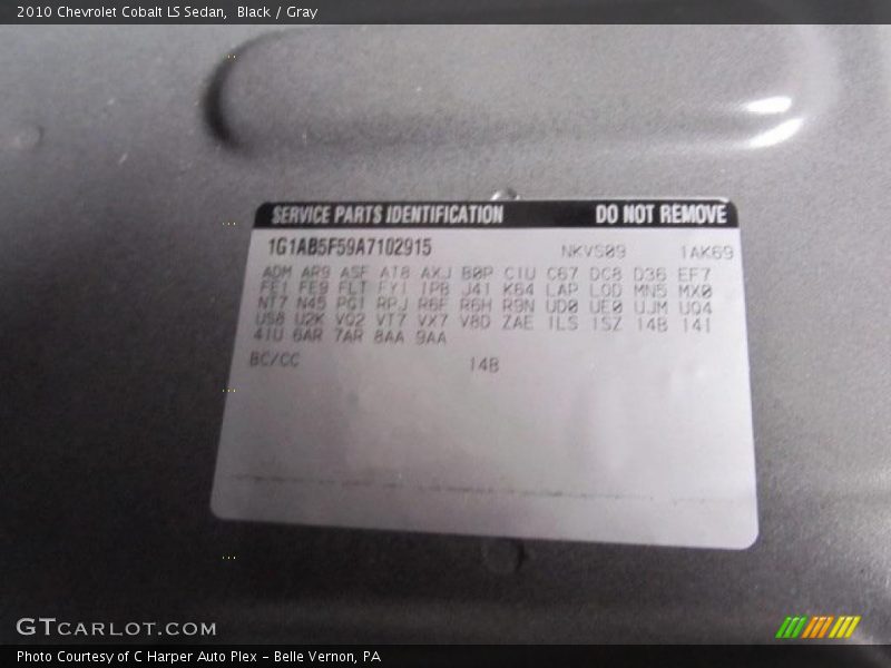 Black / Gray 2010 Chevrolet Cobalt LS Sedan
