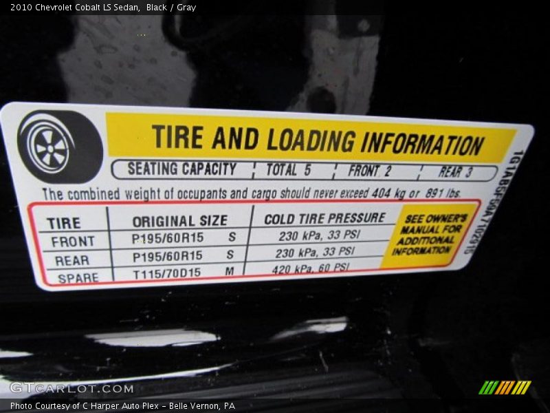 Black / Gray 2010 Chevrolet Cobalt LS Sedan