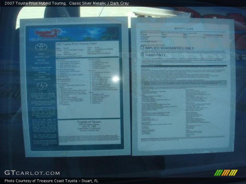  2007 Prius Hybrid Touring Window Sticker