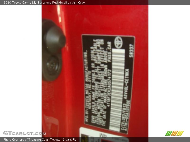 Barcelona Red Metallic / Ash Gray 2010 Toyota Camry LE