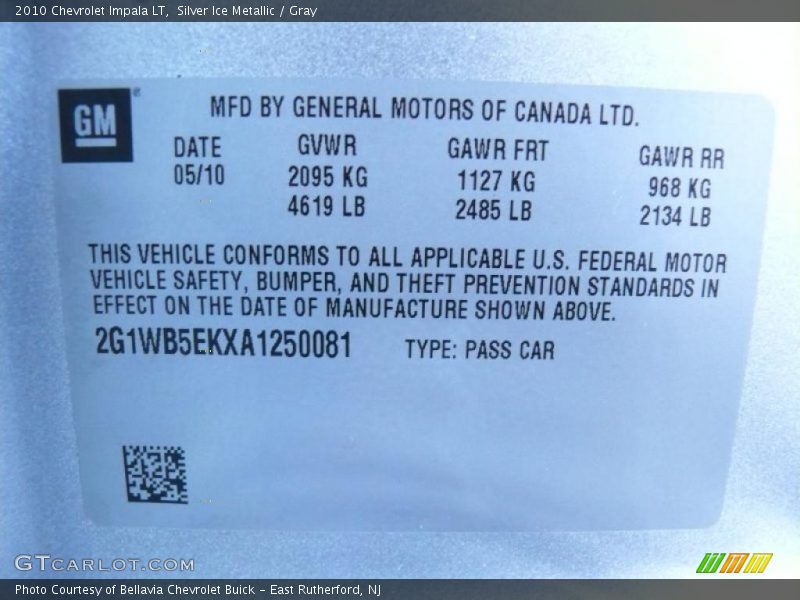 Silver Ice Metallic / Gray 2010 Chevrolet Impala LT
