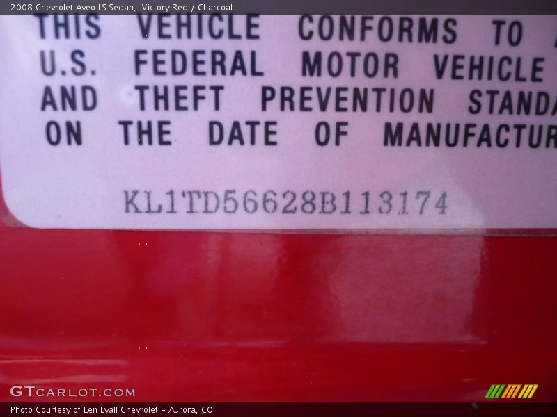 Victory Red / Charcoal 2008 Chevrolet Aveo LS Sedan