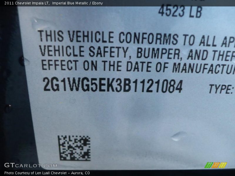 Imperial Blue Metallic / Ebony 2011 Chevrolet Impala LT