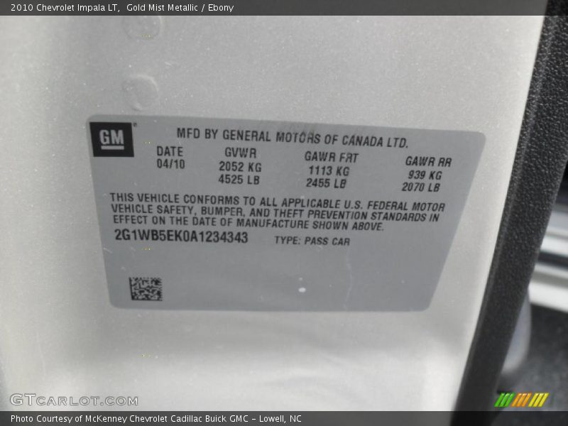 Gold Mist Metallic / Ebony 2010 Chevrolet Impala LT
