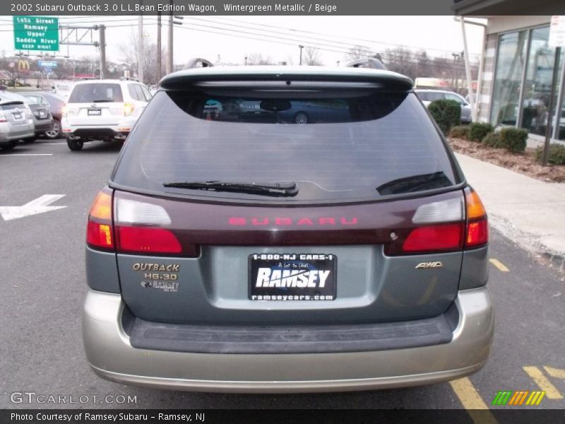 Wintergreen Metallic / Beige 2002 Subaru Outback 3.0 L.L.Bean Edition Wagon