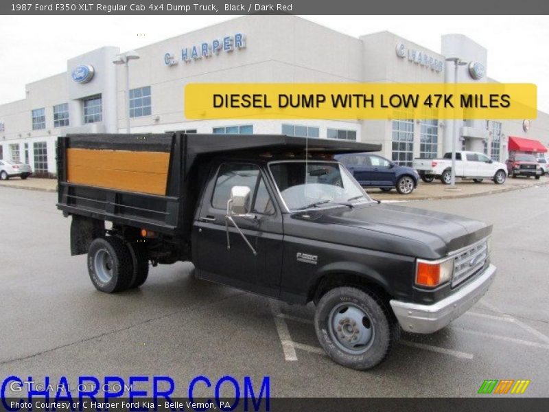 Black / Dark Red 1987 Ford F350 XLT Regular Cab 4x4 Dump Truck