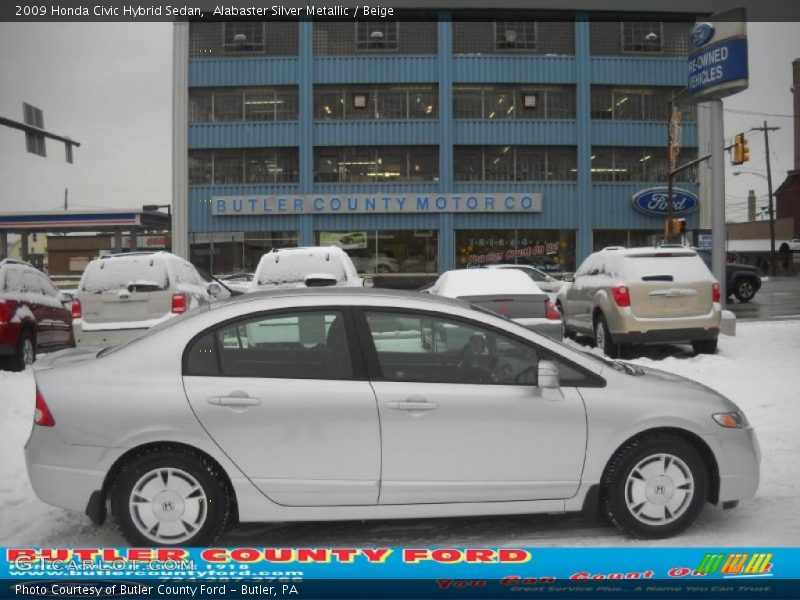 Alabaster Silver Metallic / Beige 2009 Honda Civic Hybrid Sedan