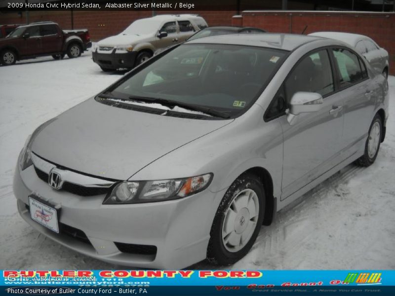 Alabaster Silver Metallic / Beige 2009 Honda Civic Hybrid Sedan