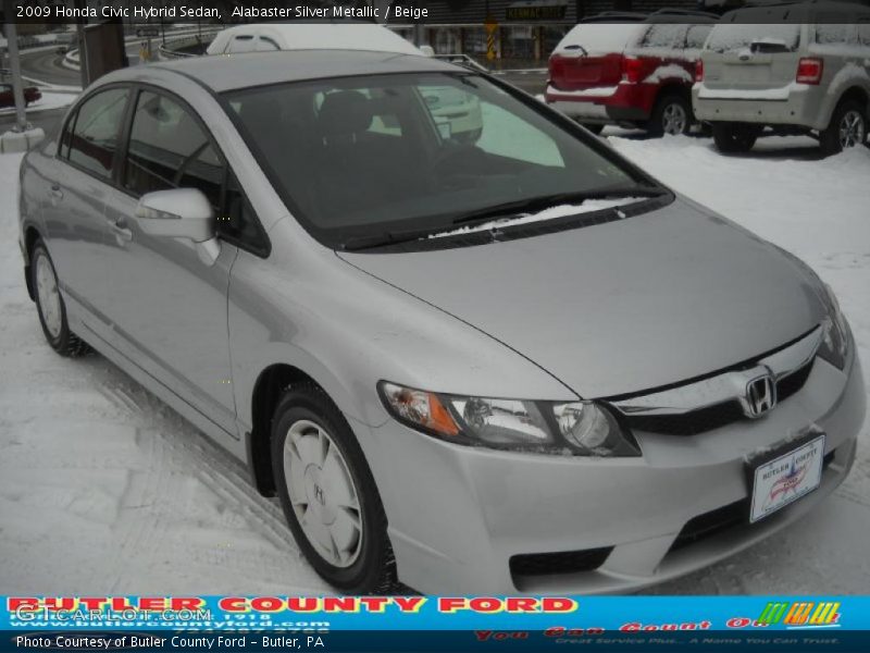 Alabaster Silver Metallic / Beige 2009 Honda Civic Hybrid Sedan