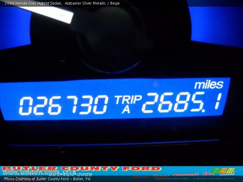 Alabaster Silver Metallic / Beige 2009 Honda Civic Hybrid Sedan