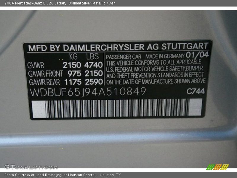 Brilliant Silver Metallic / Ash 2004 Mercedes-Benz E 320 Sedan