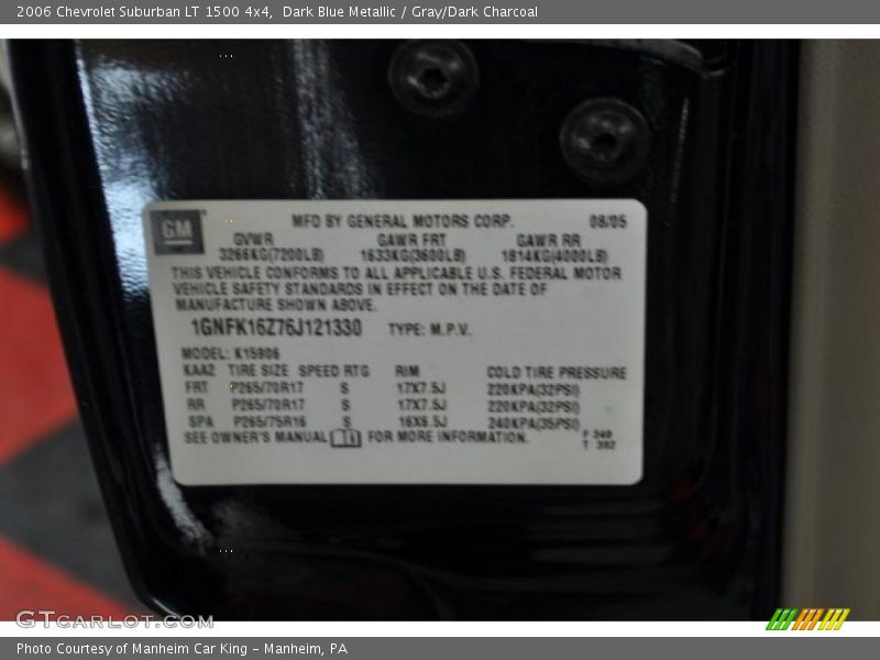Dark Blue Metallic / Gray/Dark Charcoal 2006 Chevrolet Suburban LT 1500 4x4