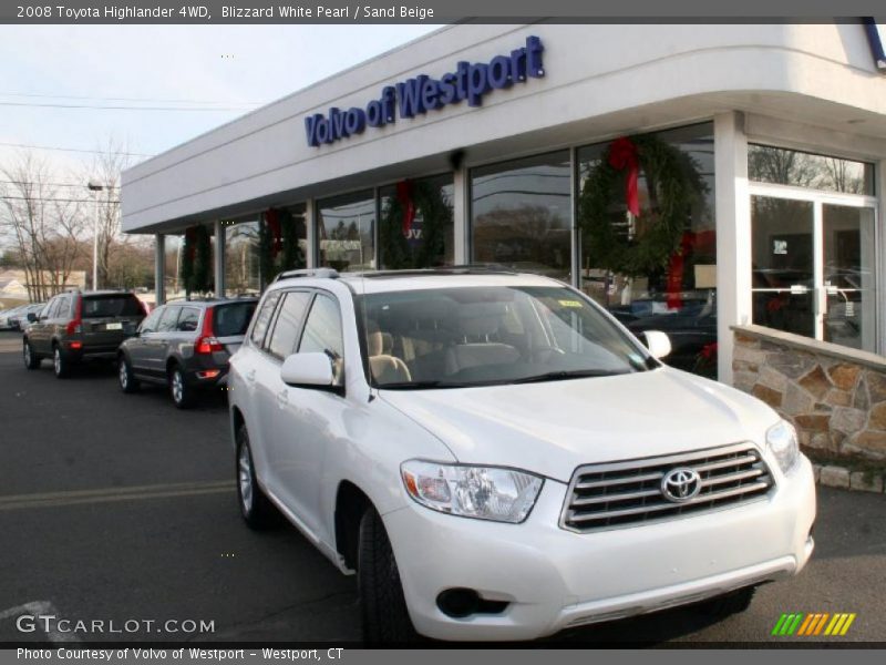 Blizzard White Pearl / Sand Beige 2008 Toyota Highlander 4WD
