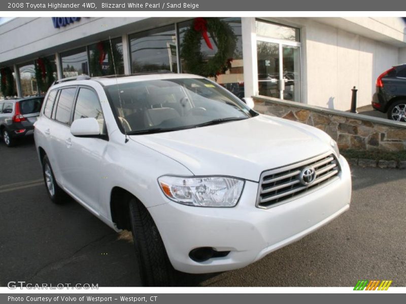 Blizzard White Pearl / Sand Beige 2008 Toyota Highlander 4WD