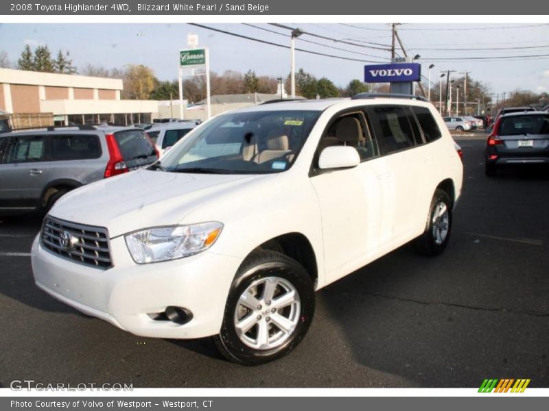 Blizzard White Pearl / Sand Beige 2008 Toyota Highlander 4WD