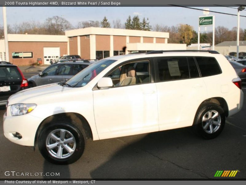 Blizzard White Pearl / Sand Beige 2008 Toyota Highlander 4WD