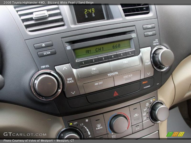 Blizzard White Pearl / Sand Beige 2008 Toyota Highlander 4WD