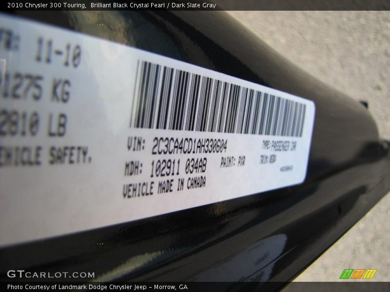Brilliant Black Crystal Pearl / Dark Slate Gray 2010 Chrysler 300 Touring