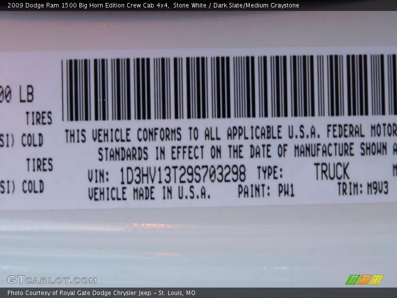 Stone White / Dark Slate/Medium Graystone 2009 Dodge Ram 1500 Big Horn Edition Crew Cab 4x4