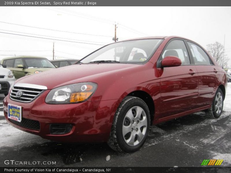 Spicy Red Metallic / Beige 2009 Kia Spectra EX Sedan