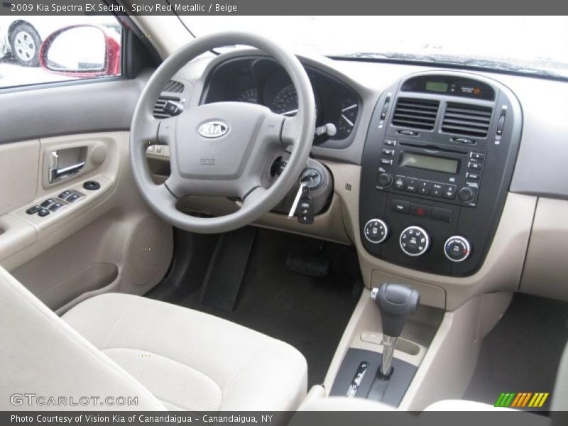 Spicy Red Metallic / Beige 2009 Kia Spectra EX Sedan