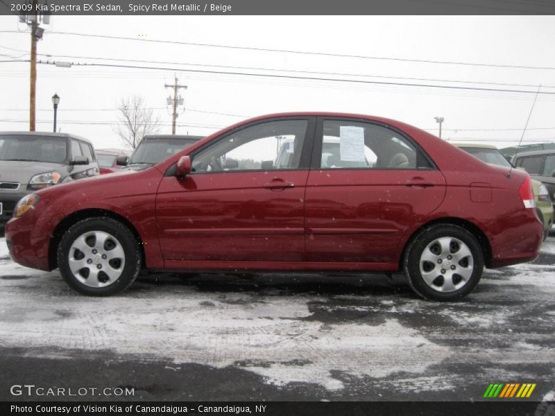 Spicy Red Metallic / Beige 2009 Kia Spectra EX Sedan