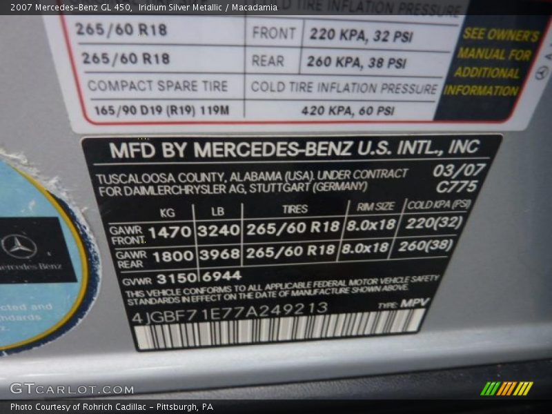 Iridium Silver Metallic / Macadamia 2007 Mercedes-Benz GL 450