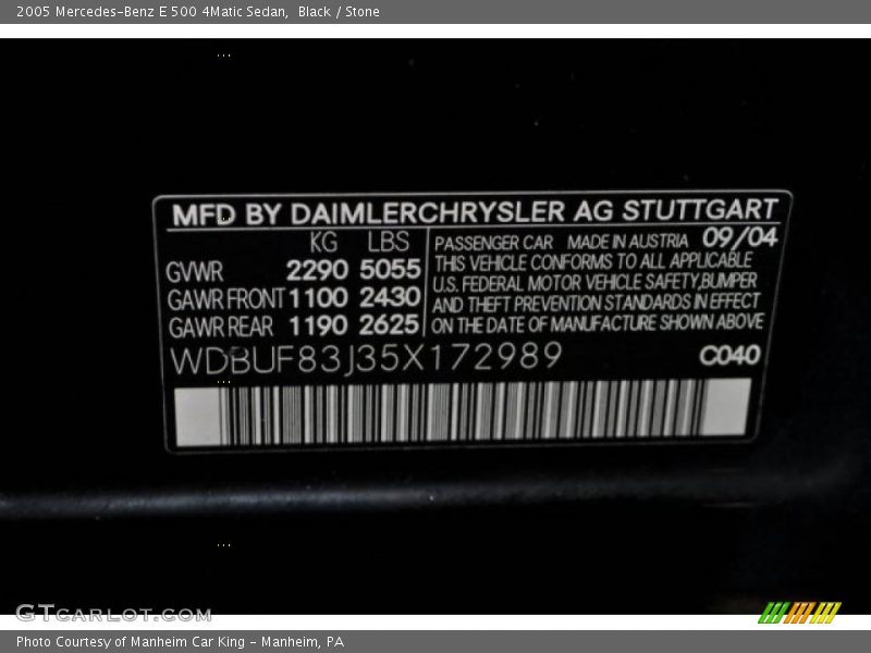Black / Stone 2005 Mercedes-Benz E 500 4Matic Sedan