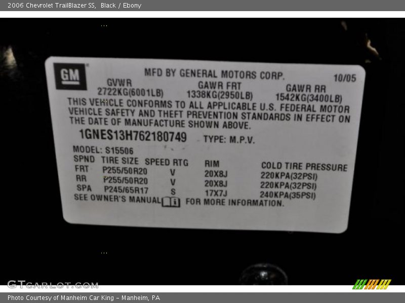 Black / Ebony 2006 Chevrolet TrailBlazer SS