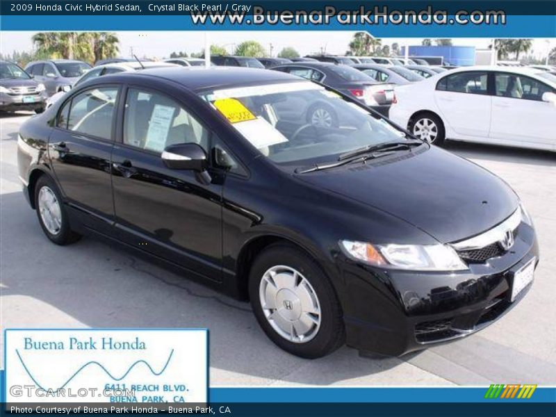 Crystal Black Pearl / Gray 2009 Honda Civic Hybrid Sedan