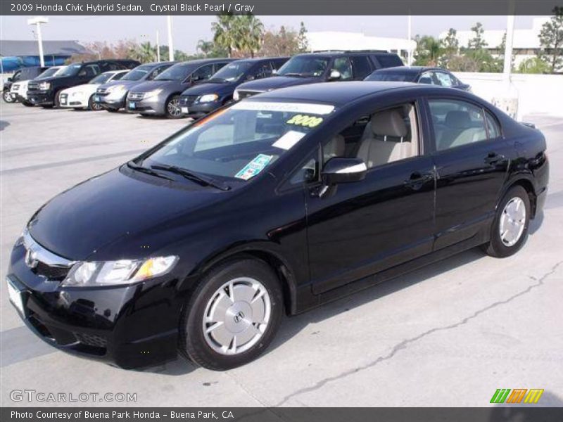 Crystal Black Pearl / Gray 2009 Honda Civic Hybrid Sedan