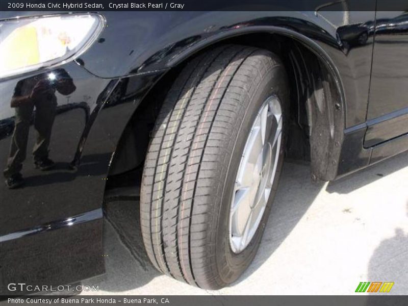 Crystal Black Pearl / Gray 2009 Honda Civic Hybrid Sedan