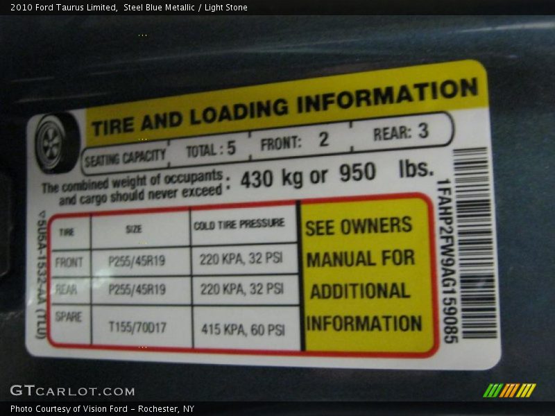 Steel Blue Metallic / Light Stone 2010 Ford Taurus Limited