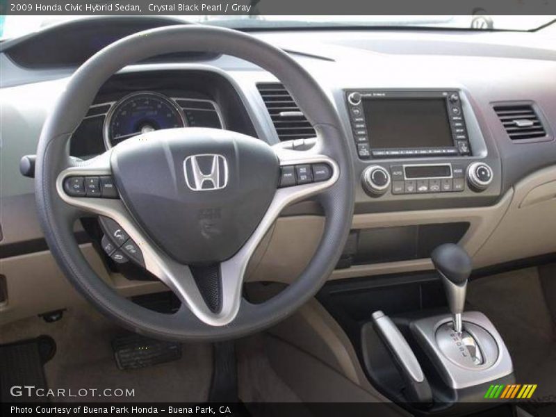 Crystal Black Pearl / Gray 2009 Honda Civic Hybrid Sedan