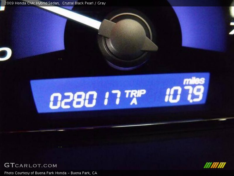 Crystal Black Pearl / Gray 2009 Honda Civic Hybrid Sedan