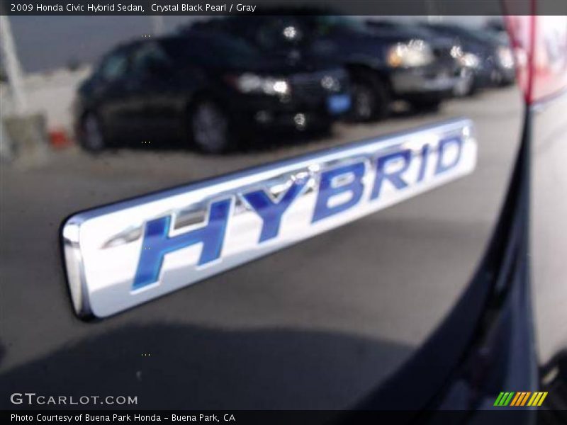 Crystal Black Pearl / Gray 2009 Honda Civic Hybrid Sedan