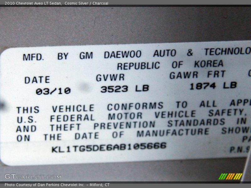 Cosmic Silver / Charcoal 2010 Chevrolet Aveo LT Sedan