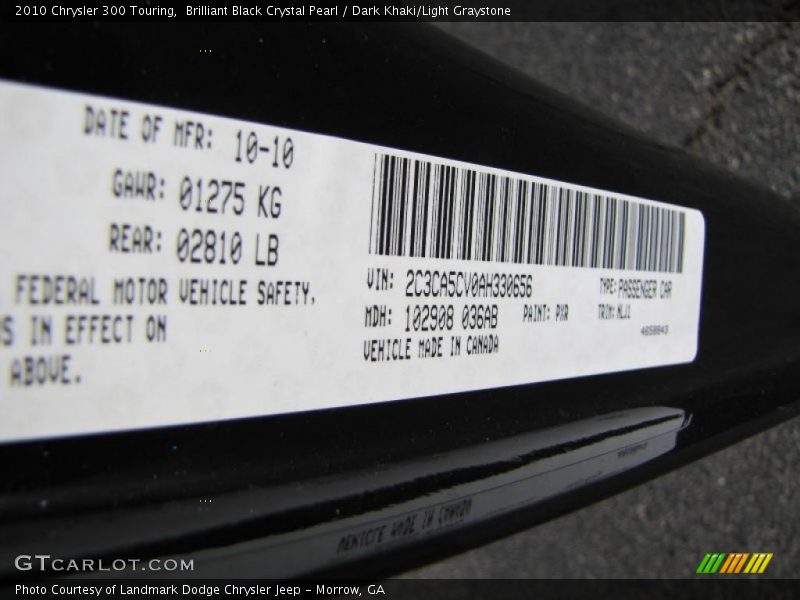 Brilliant Black Crystal Pearl / Dark Khaki/Light Graystone 2010 Chrysler 300 Touring