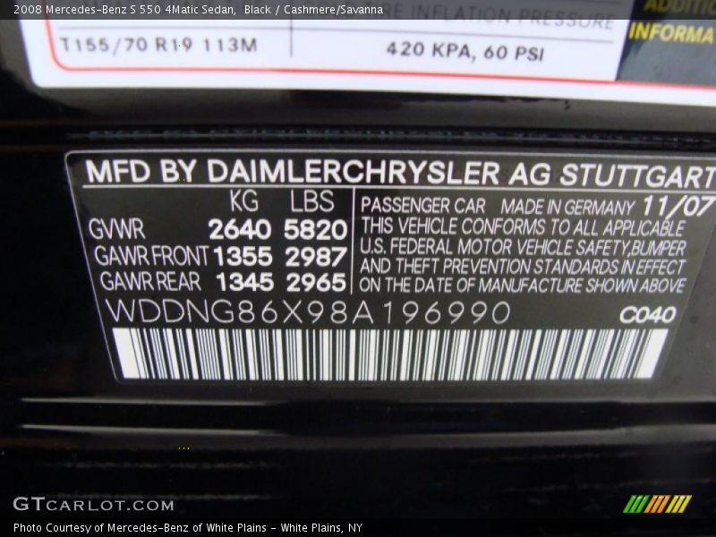 Black / Cashmere/Savanna 2008 Mercedes-Benz S 550 4Matic Sedan