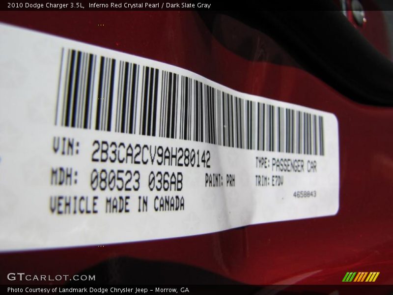 Inferno Red Crystal Pearl / Dark Slate Gray 2010 Dodge Charger 3.5L