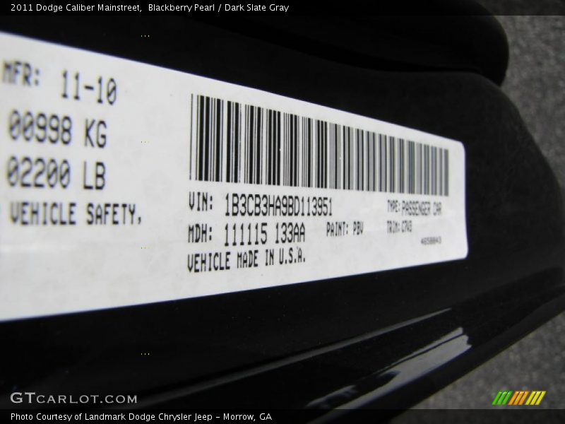 Blackberry Pearl / Dark Slate Gray 2011 Dodge Caliber Mainstreet