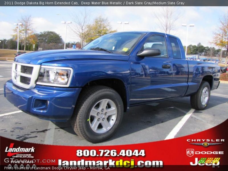 Deep Water Blue Metallic / Dark Slate Gray/Medium Slate Gray 2011 Dodge Dakota Big Horn Extended Cab